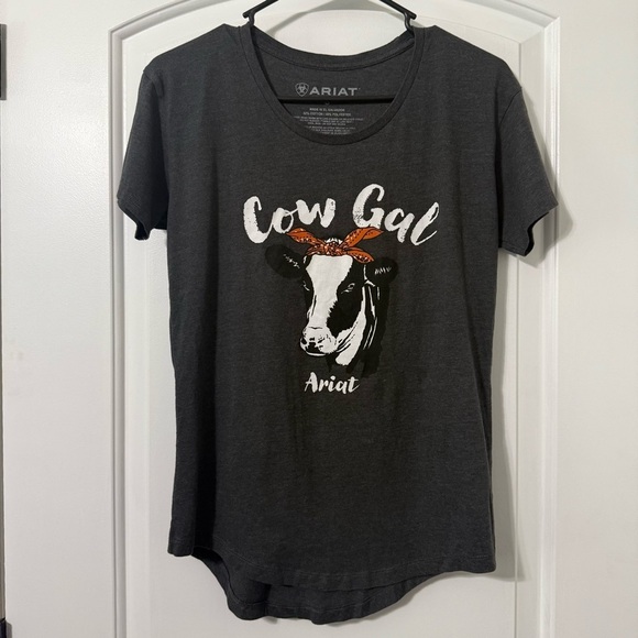 Ariat Tops - Ariat Cow Gal Graphic Tshirt Women’s Size Small Heather Grey Western